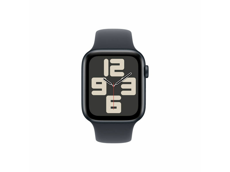 Apple Watch SE (2024) GPS – 40 mm-es éjfekete alumíniumtok, éjfekete sportszíj - M/L (MXE93QH/A)