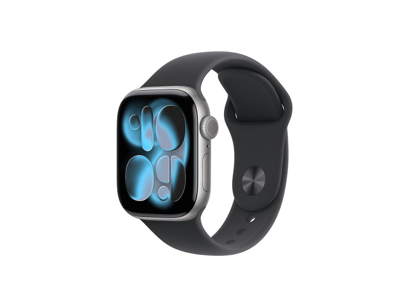 Apple Watch Series 11 GPS + Cellular, 42 mm-es asztroszürke alumíniumtok, fekete sportszíj, S/M (MF8A4MP/A)