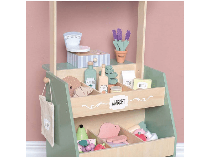 Piaci stand fából 28 kiegészítővel