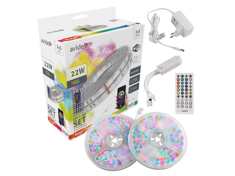 Avide LED Szalag Bliszter, 12V, 22W, RGB, 2x5m (ALSB5050RGBTUYA44-10M)