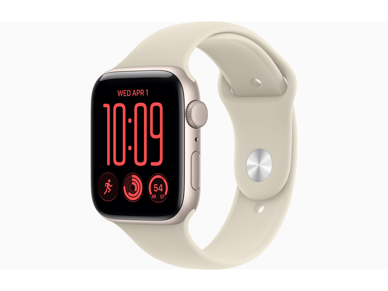 Apple Watch SE 3 (2026) GPS, 44 mm csillagfény alumíniumtok, homokszín sportszíj, S/M (MJL34MP/A)