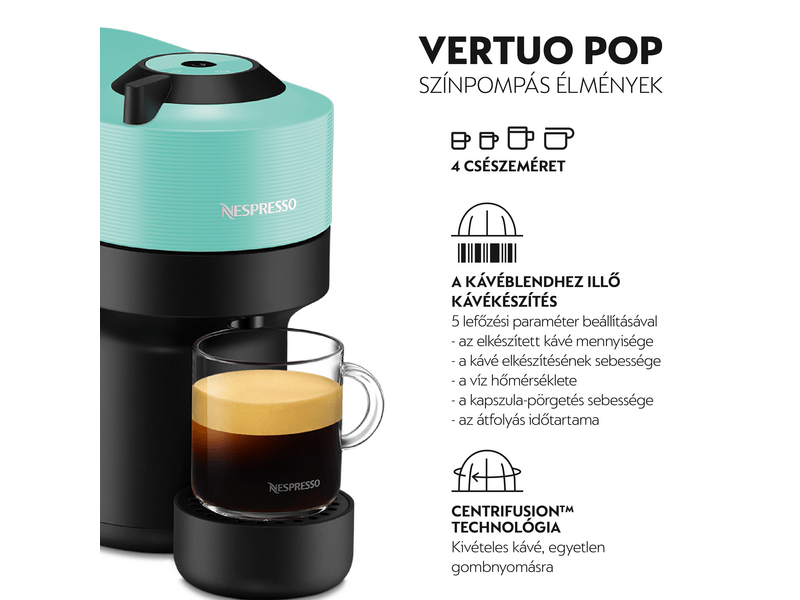Krups XN920410 Vertuo Pop Kapszulás kávéfőző, mentazöld