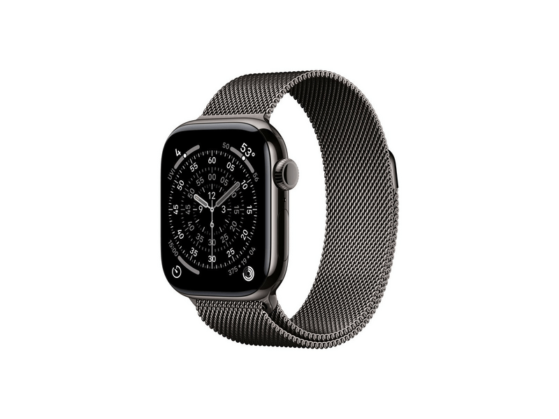 Apple Watch Series 11 GPS + Cellular, 42 mm-es palaszürke titántok, natúr milánói szíj (MF8U4MP/A)