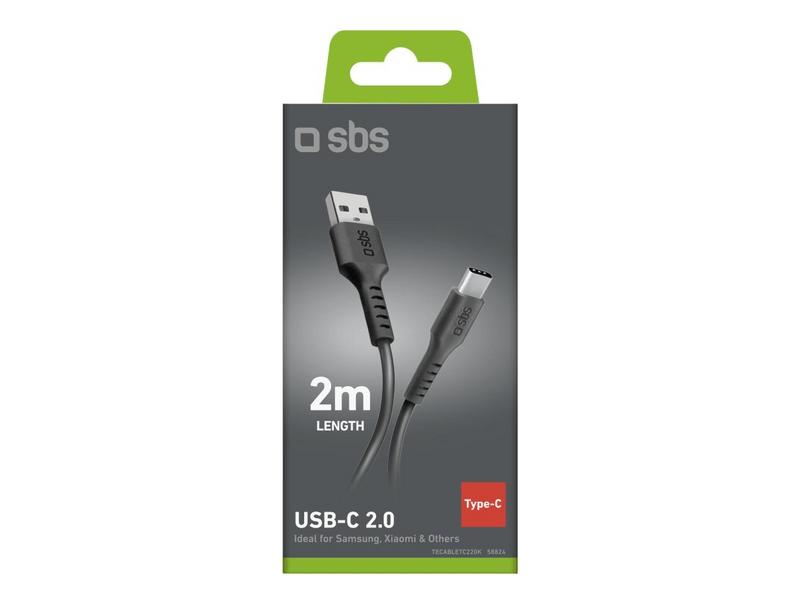 SBS USB-A/USB-C kabel, 2 m, crni (TECABLETC220K)