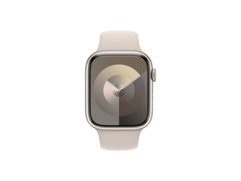 Apple Watch Series 9 (2023) GPS – 45 mm-es csillagfény alumíniumtok, csillagfény sportszíj - S/M (MR963QH/A)