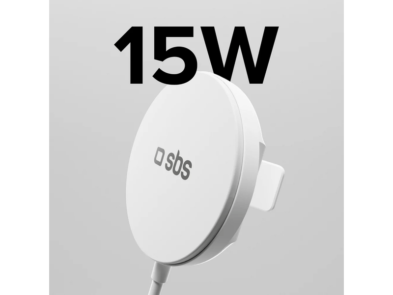 SBS Qi2 15W MagSafe bežični punjač, bijeli (TEWIRQI215W)