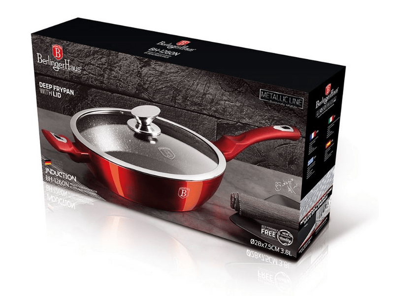 Berlinger Haus BH1261N Metallic Line Burgundy Edition Mély serpenyő fedővel, 32 cm