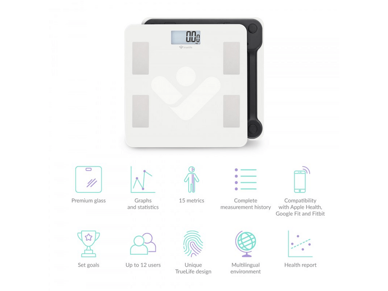 TrueLife FitScale W4 BT intelligens személymérleg, fehér