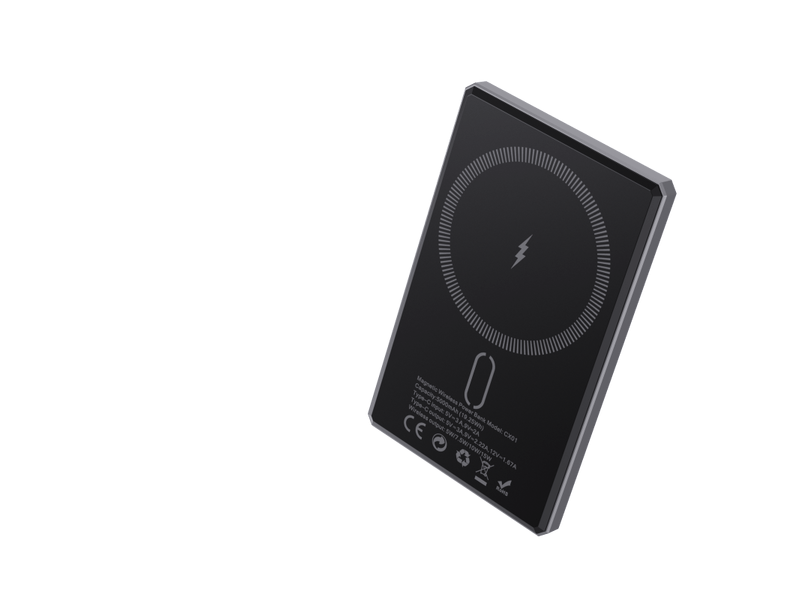Slim mágneses powerbank, 5000 mAh,Szürke