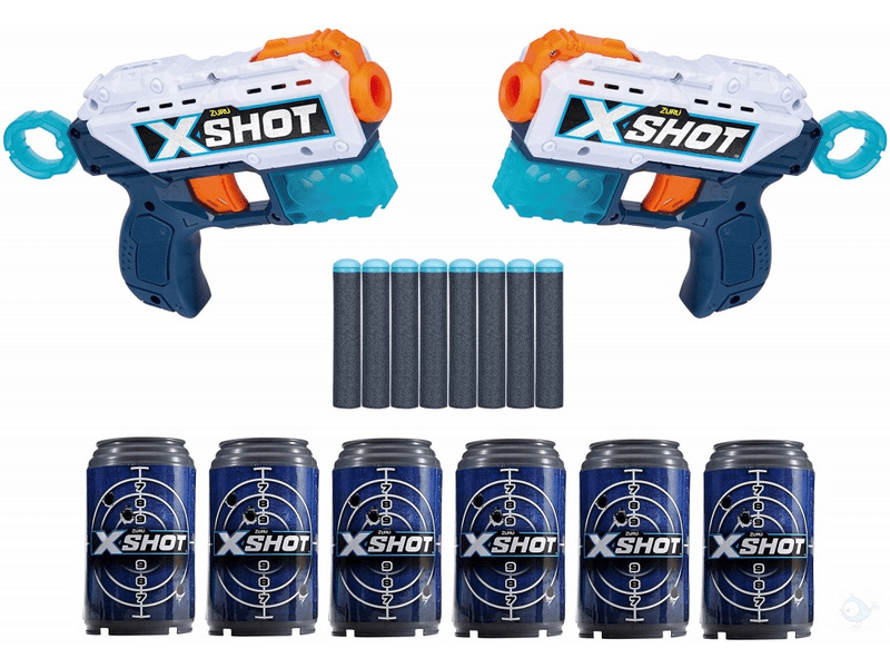 X-Shot Recoil Szivacslövő játékpisztoly, 2db, célpont dobozokkal (XSH 36202)