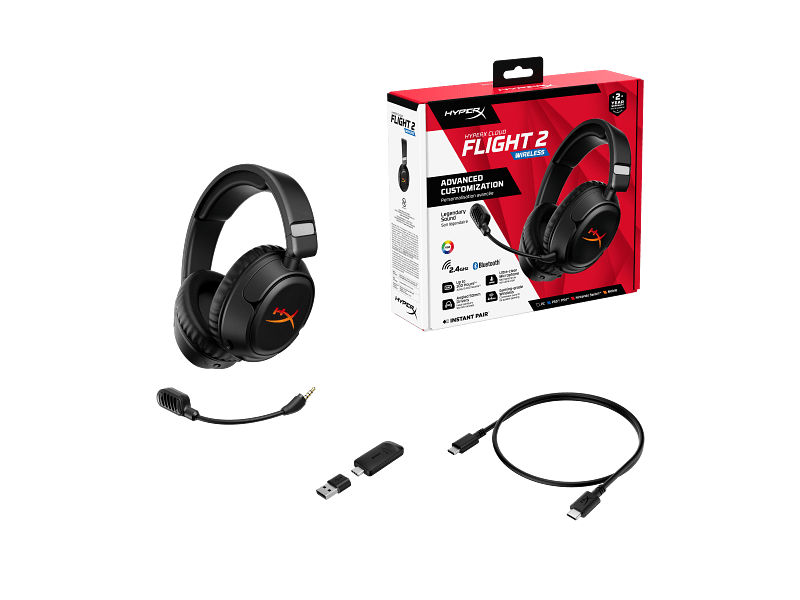 HyperX Cloud Flight 2 Gamer headset, fekete (B5VC4AA)