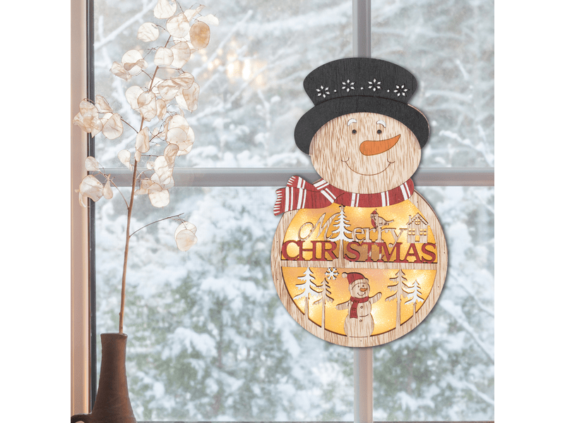 Fa ablak-ajtódísz, hóember (8KLW 21 S)