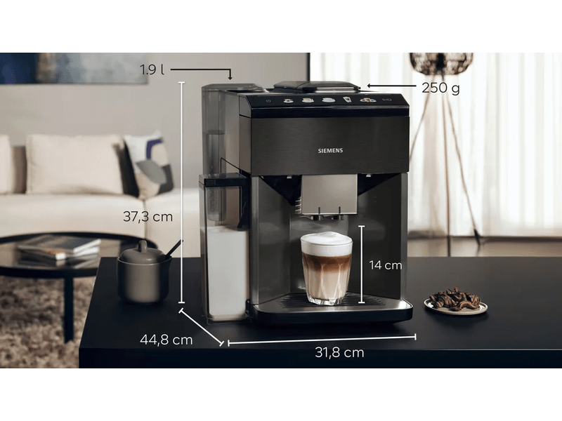 EQ500 automata kávéfőző,sötét inox