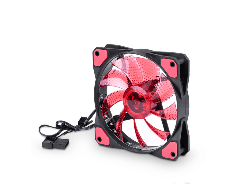 Akyga AW-12C-BR 3-pin LED ventilátor, 12cm, piros