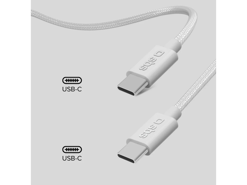 SBS Fonott kábel USB-C 4.0 2m 240W fehér