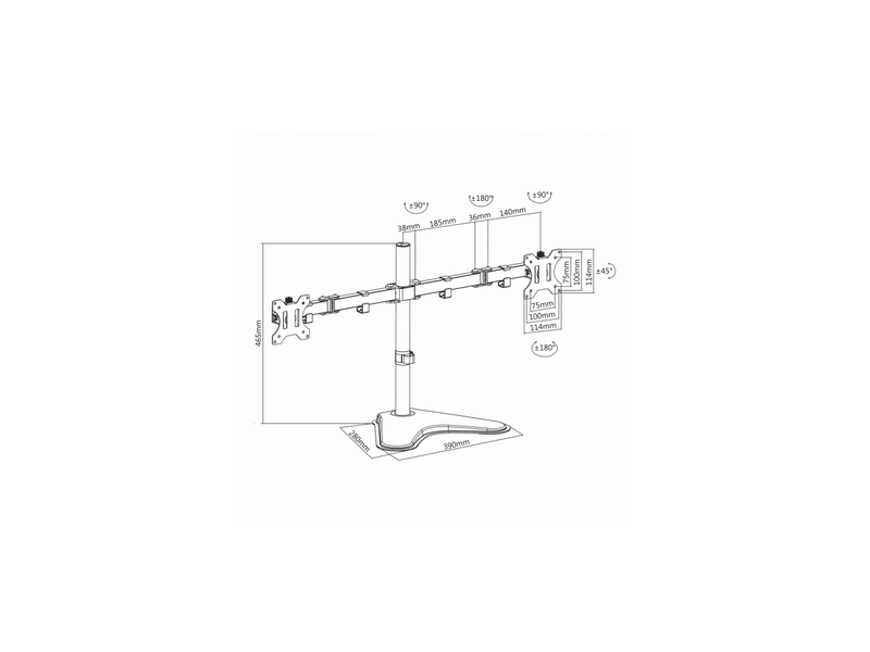 LCD-F024 Asztali dupla monitor tartó konzol, 13