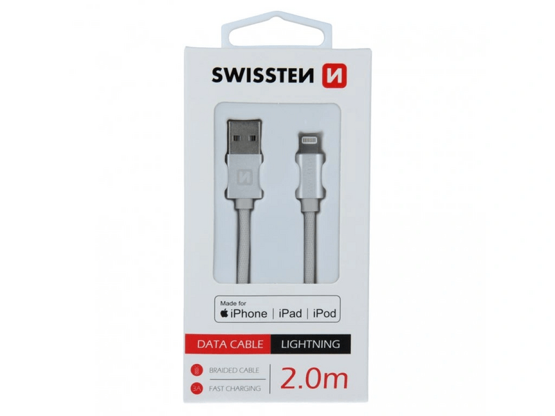 Swissten USB-A/Lightning kábel 2m, ezüst (71524303)