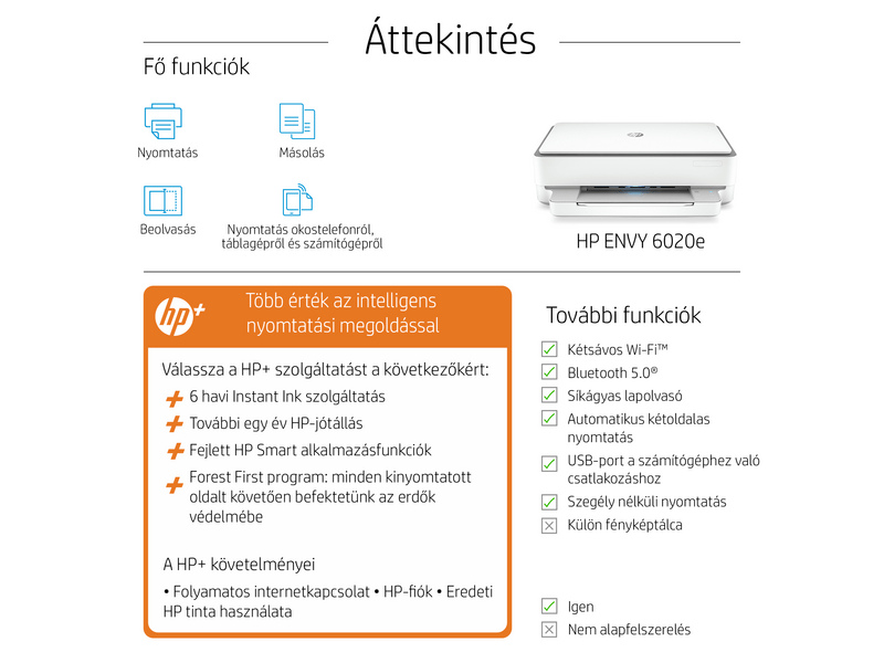 HP ENVY 6020E multifunkciós színes tintasugaras nyomtató, A4, Duplex, Wi-Fi, HP+, 6 hónap Instant Ink (223N4B)