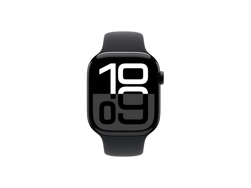 Apple Watch Series 10 GPS + Cellular – 46 mm-es kozmoszfekete alumíniumtok, fekete sportszíj - S/M (MWY33QH/A)