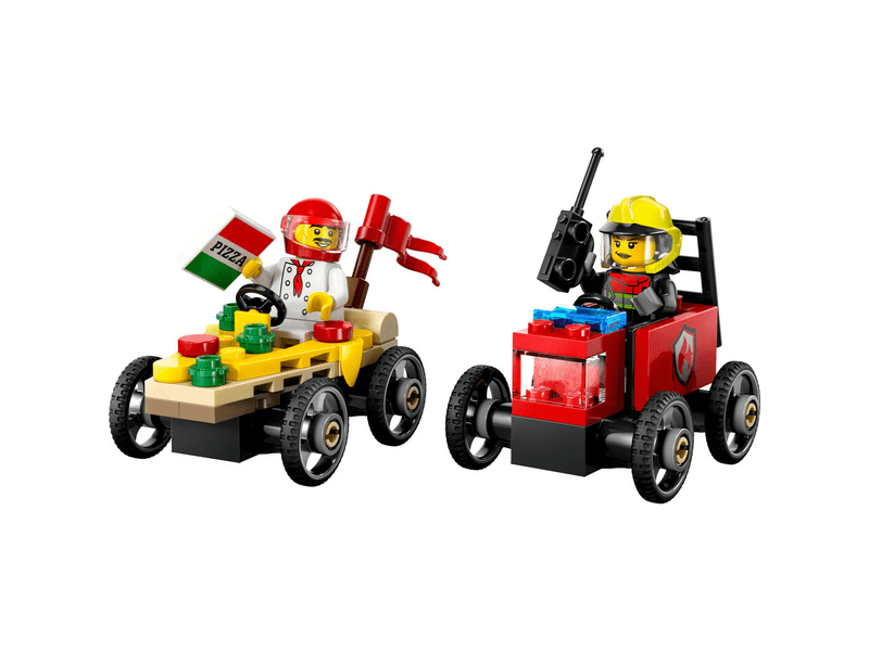 LEGO® City Pizza Truck vs. vatrogasno vozilo, paket trkaćih automobila (60458)