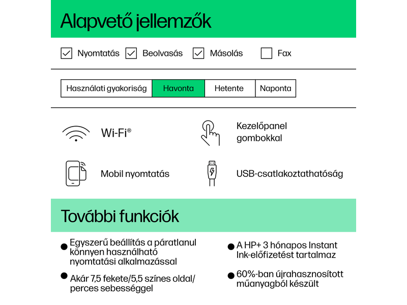 HP DeskJet 2820e All-in-One nyomtató (588K9B), Instant Ink