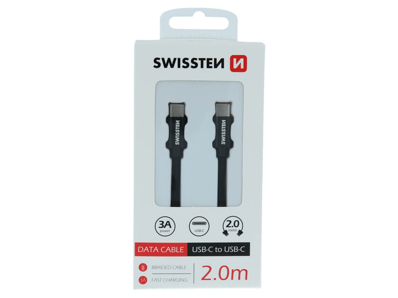 Swissten USB-C/USB-C adat- és töltőkábel, 2 m (71528201)