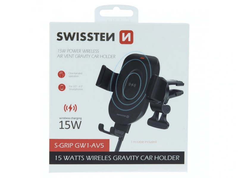 Swissten GW1-AV5 Mobiltelefon tartó vezeték nélküli töltéssel (65010608)