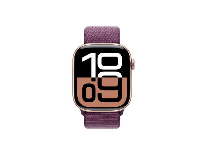 Apple Watch Series 10 GPS + Cellular – 46 mm-es rozéarany alumíniumtok, szilva sportpánt (MWY83QH/A)