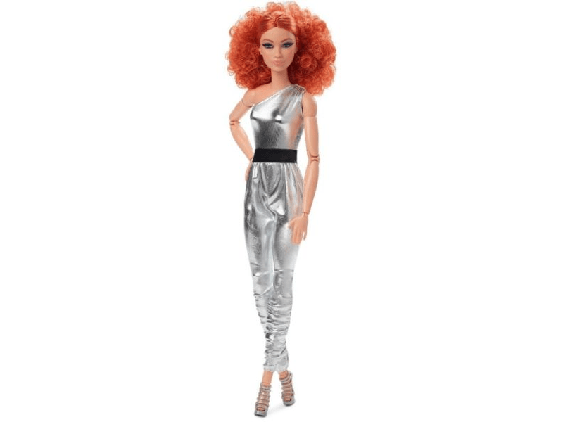 Barbie Looks: Fekete-ezüst kollekció - Vörös hajú baba overallban (HBX94)