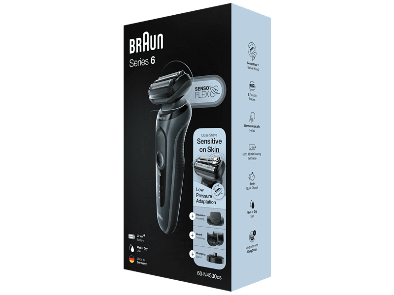 Braun Series 6 60-N4500cs Wet&Dry borotva töltőállvánnyal és 1 tartozékkal, szürke
