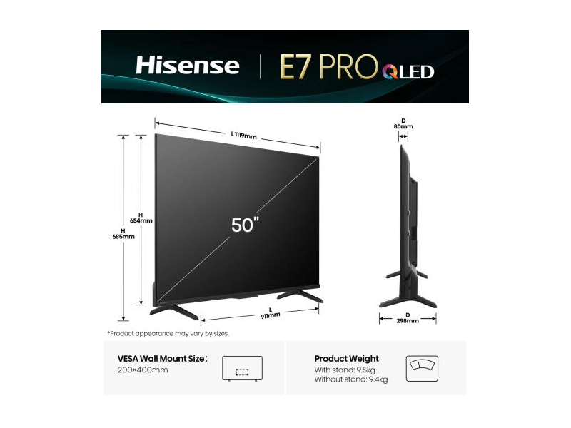 Hisense 50E7Q PRO 50