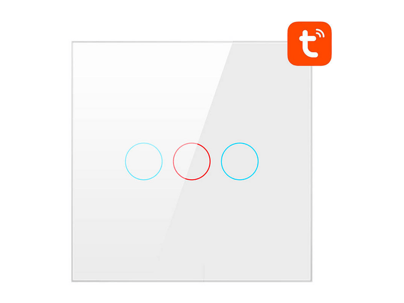 Avatto TS02-EU-W3 TUYA Wifi Érintőkapcsoló, tripla, fehér