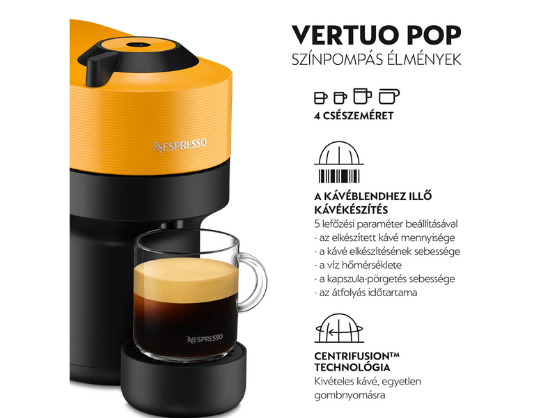 DeLonghi ENV90.Y Vertuo Pop Nespresso kapszulás kávéfőző, mangósárga