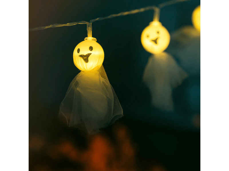 Halloween LED-es fényfüzér szellem