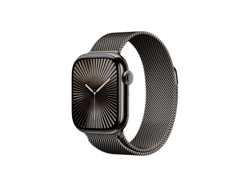 Apple Watch Series 10 GPS + Cellular, 42 mm-es palaszürke titántok, palaszürke milánói szíj (MX053QH/A)