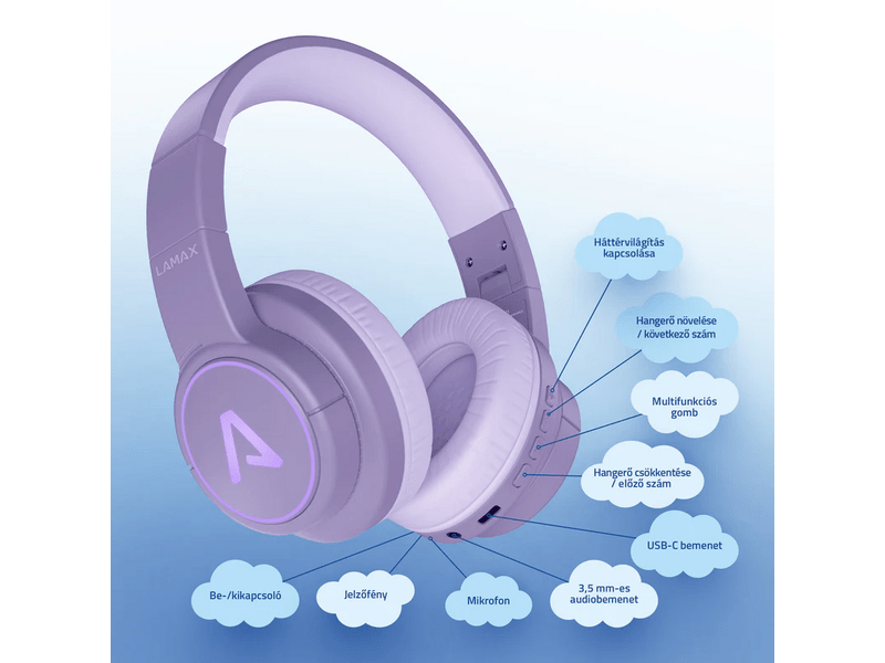 LAMAX GlowKid1 Gyerek fejhallgató, pink (LXGLOKIDPA)