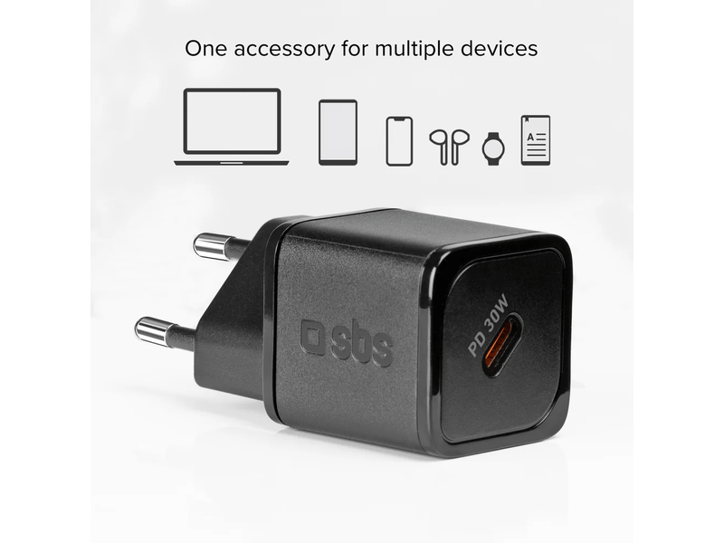 SBS Mini adapter GaN 30W PD fekete