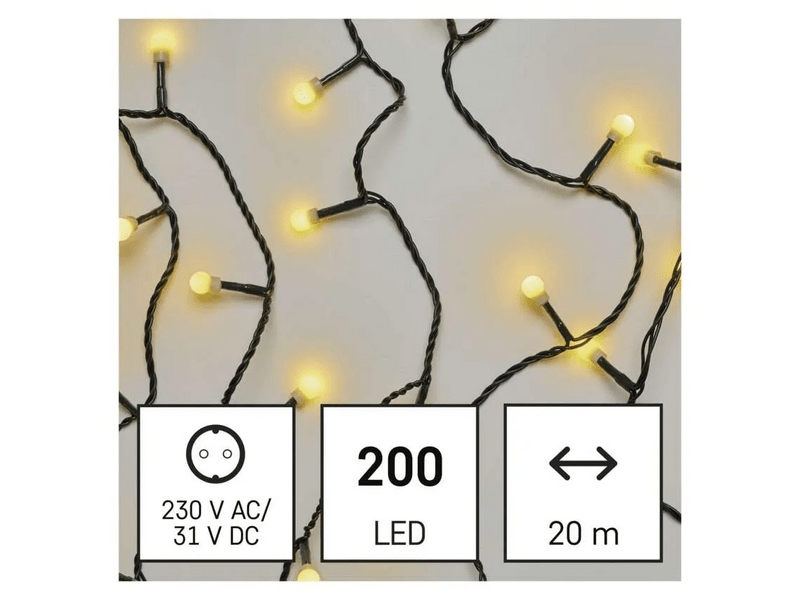 Emos LED fényfüzér, cseresznye, 20m, melegfehér (D5AW03)