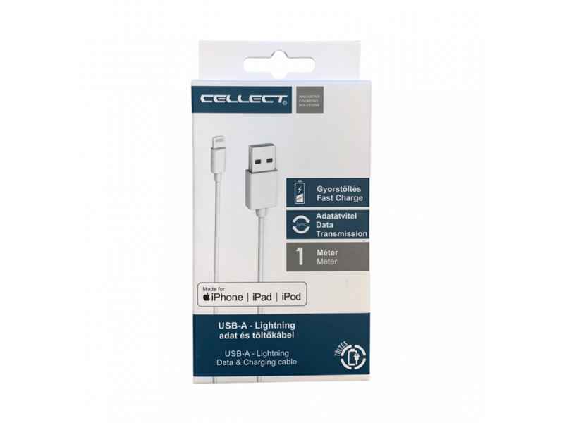 Cellect iPhone Lightning USB adat, töltőkábel (MDCU-IPH-MFI1-W)