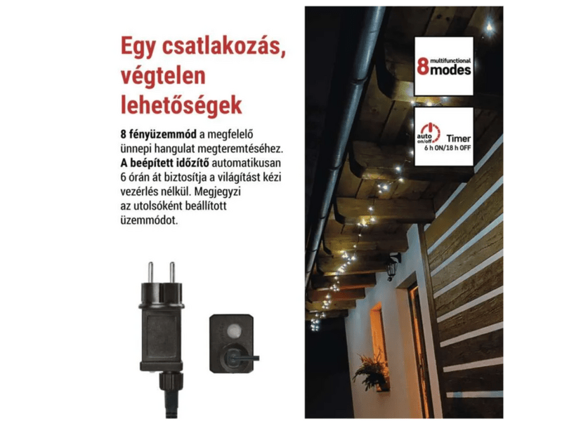 EMOS ZY0801T LED karácsonyi fényfüzér, 4 m, hideg fehér
