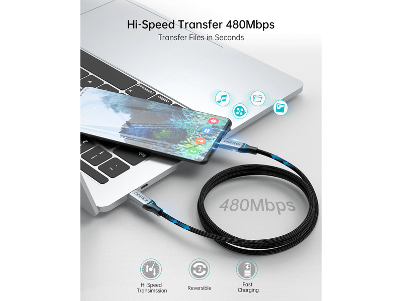 PD100W USB-C to USB-C Cable. 1.8m