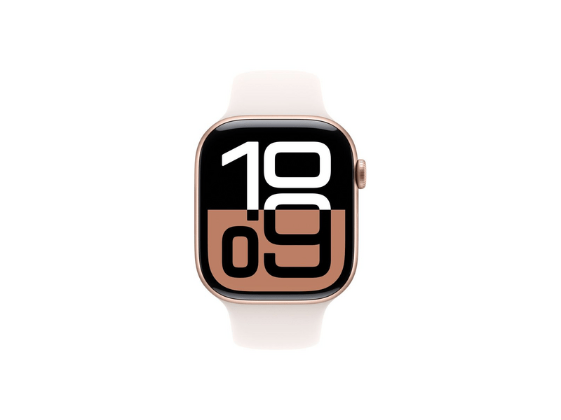 Apple Watch Series 10 GPS + Cellular – 46 mm-es rozéarany alumíniumtok, lágy rózsaszín sportszíj - S/M (MWY63QH/A)