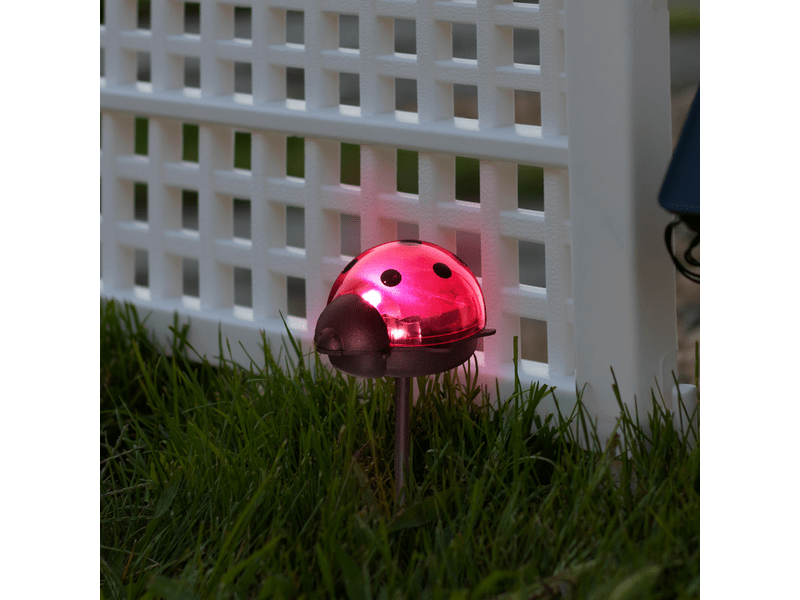 LED-es szolár lámpa katica piros
