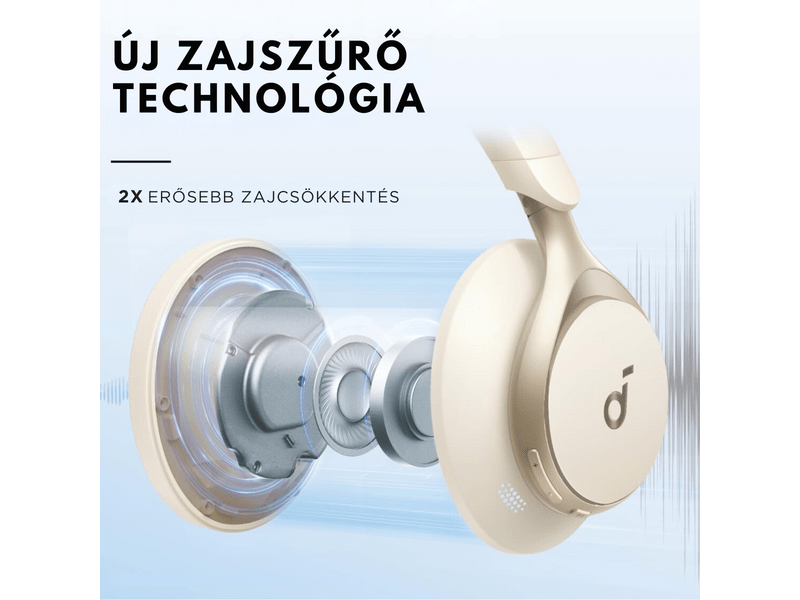 Anker Soundcore Space One Bluetooth fejhallgató, krémszínű (A3035G21)