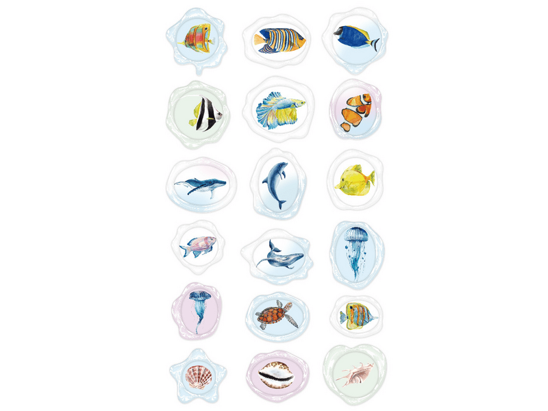 Avenir naljepnice za voštane pečate, morske životinje, 18 kom (CH232082)