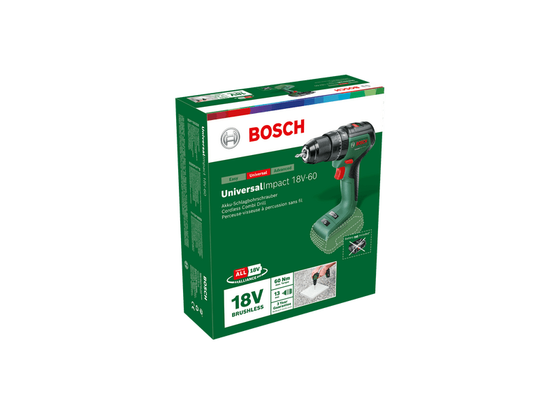 Bosch 06039D7100 Universal Impact 18V-60 Aku udarna bušilica/odvijač, bez baterije i punjača