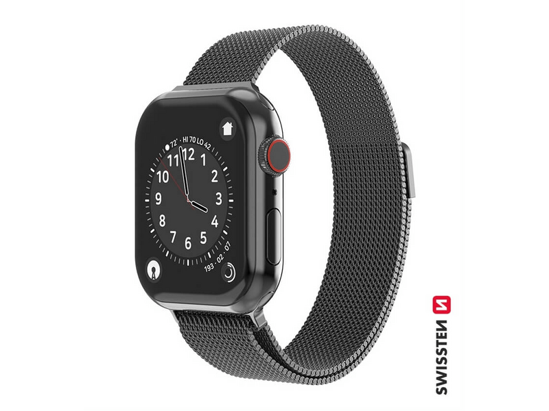 Swissten Apple Watch milánói szíj, 38-40 mm, fekete (46000201)