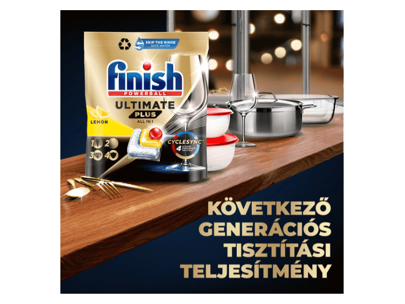 Finish Ultimate Plus All in 1 mosogatógép-kapszula, Lemon, 90 db + Finish Shine & Protect Rinse Aid öblítőszer gépi mosogatáshoz, Citrom illat, 800 ml