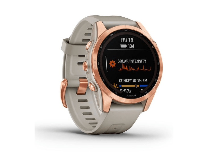 Garmin Fenix 7S Solar Okosóra, Rosegold, Homok színű szilikon szíj (010-02539-11)