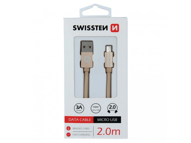 Swissten USB-A/micro USB Kábel 2m, arany (71522304)